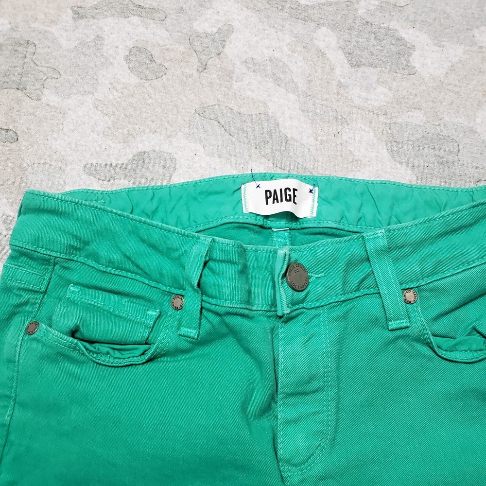 Paige Jeans Womens 27 Green Made In USA Skyline Ankle - Picture 2 of 11